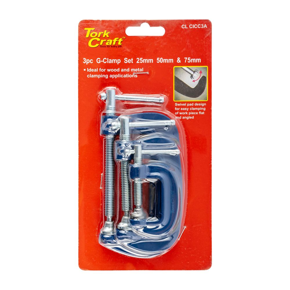 Clamp G 3 Piece 25 50 & 75 Mm Set 1 2 & 3' Kit